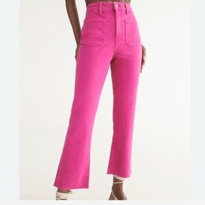 Zara Hot Pink Sailor Kick Flare Jeans Size 8